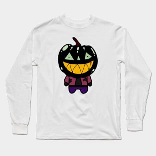 Black Zombie Pumpkin Man of Halloween Long Sleeve T-Shirt